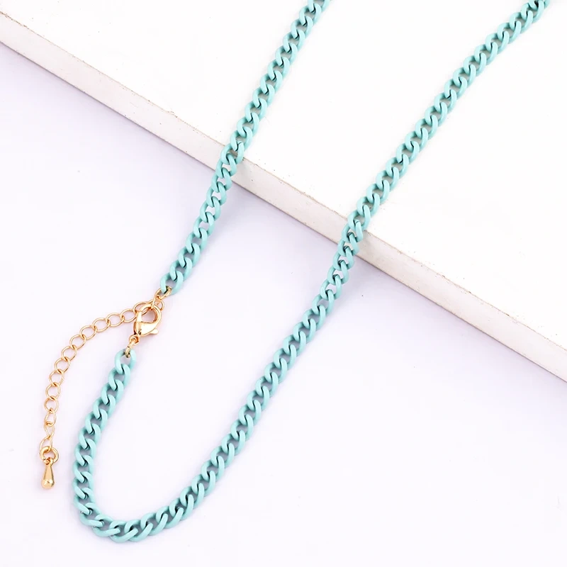 5mm 16 Inch Enamel Colourful Chain Necklace,Neon Red/Pink/Yellow/Green/Blue Fashion Jewelry Party Summer Beach Gift For Her
