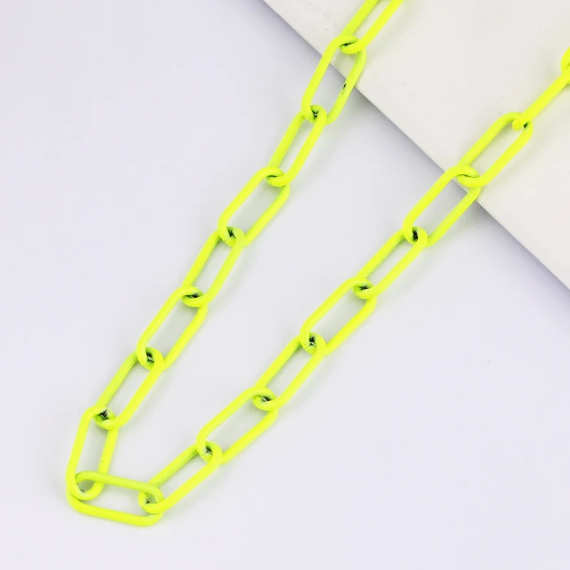 Colour Chain Paper Clip Brass Chunky oval White Pink Rose Purple Black Silver Gold,7mm width ,1 meter long