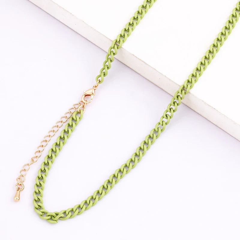 5mm 16 Inch Enamel Colourful Chain Necklace,Neon Red/Pink/Yellow/Green/Blue Fashion Jewelry Party Summer Beach Gift For Her