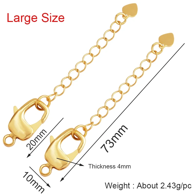 Sturdy Lobster Clasp Rectangular with Extention Chain for beading, bracelet/necklace/Jewelry making supplies,20mm/17mm l20