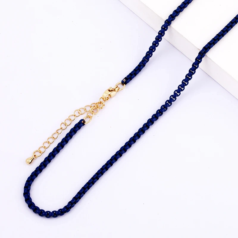 3mm 16 Inch Enamel Round Box Chain Necklace,Neon Red/Pink/Yellow/Green/Blue Fashion Jewelry Party Summer Beach Gift For Her