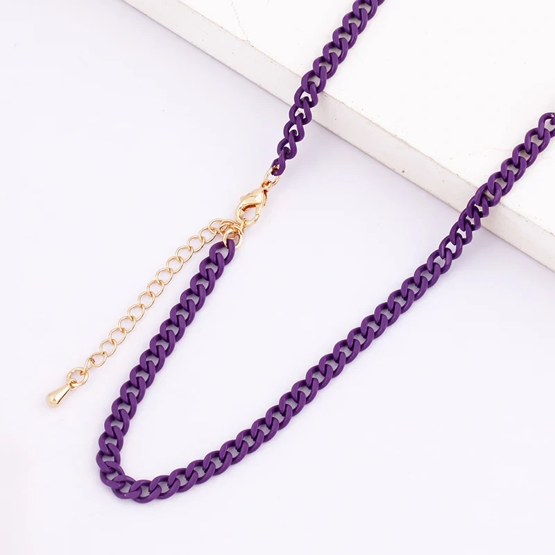 5mm 16 Inch Enamel Colourful Chain Necklace,Neon Red/Pink/Yellow/Green/Blue Fashion Jewelry Party Summer Beach Gift For Her