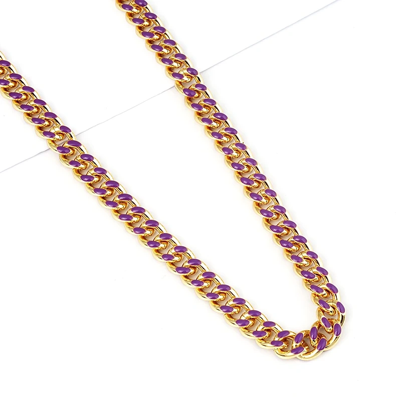 Colourful Metal Paper Clip Chunky Oval Chain , Oil Dropped, Plated With Real Gold,Not Easy To Tarnish ,1 Meter Long