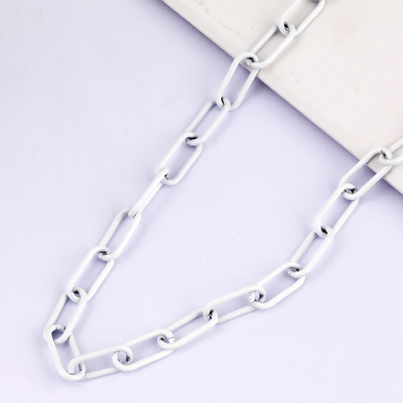 Colour Chain Paper Clip Brass Chunky oval White Pink Rose Purple Black Silver Gold,7mm width ,1 meter long