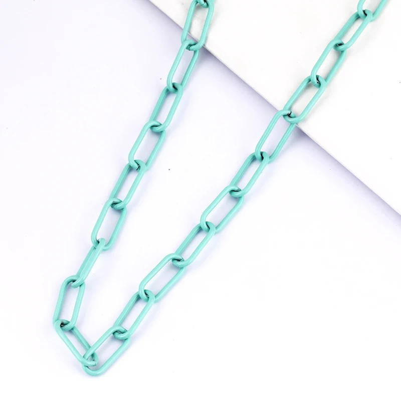 Colour Chain Paper Clip Brass Chunky oval White Pink Rose Purple Black Silver Gold,7mm width ,1 meter long