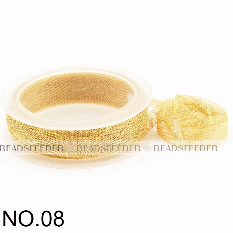 Soft Titanium Tubular Mesh Ribbon,6mm/12mm/20mm , Gold Silver Italian Metal Wire Mesh Ribbon lace,Wedding jewelry Craft supplies