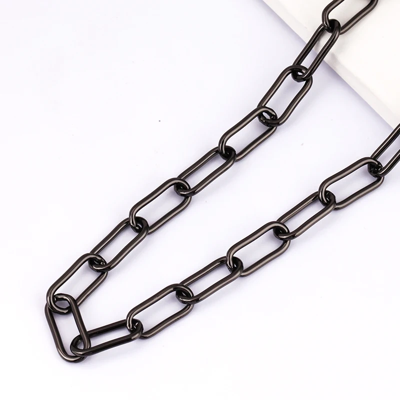 Colour Chain Paper Clip Brass Chunky oval White Pink Rose Purple Black Silver Gold,7mm width ,1 meter long