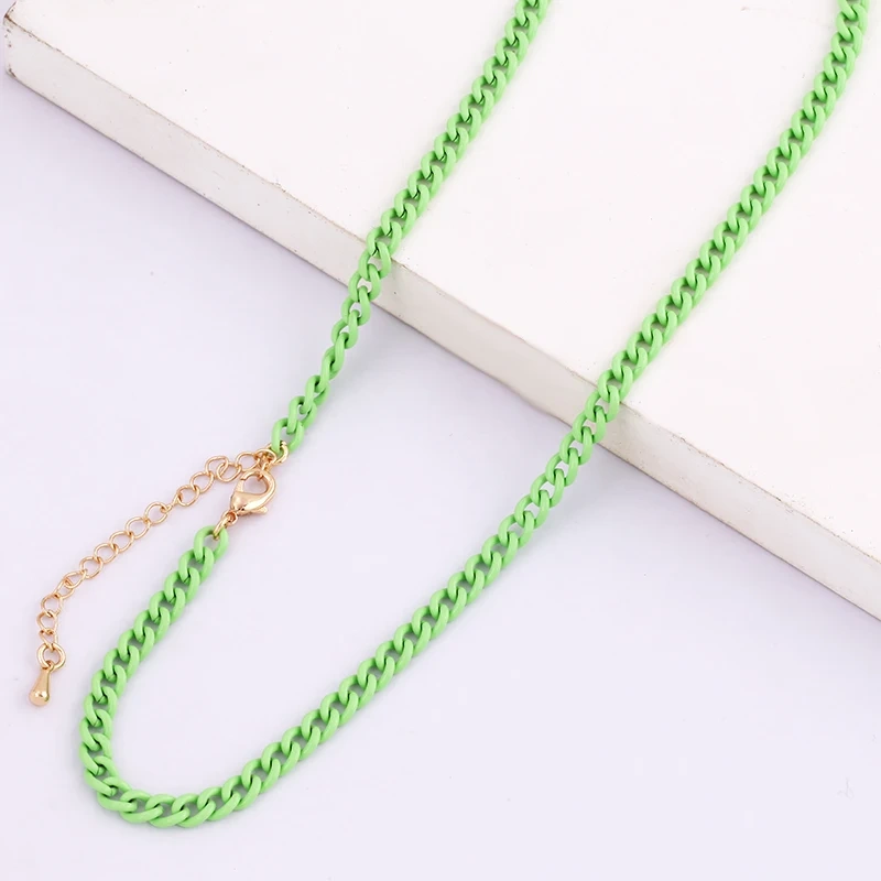 5mm 16 Inch Enamel Colourful Chain Necklace,Neon Red/Pink/Yellow/Green/Blue Fashion Jewelry Party Summer Beach Gift For Her