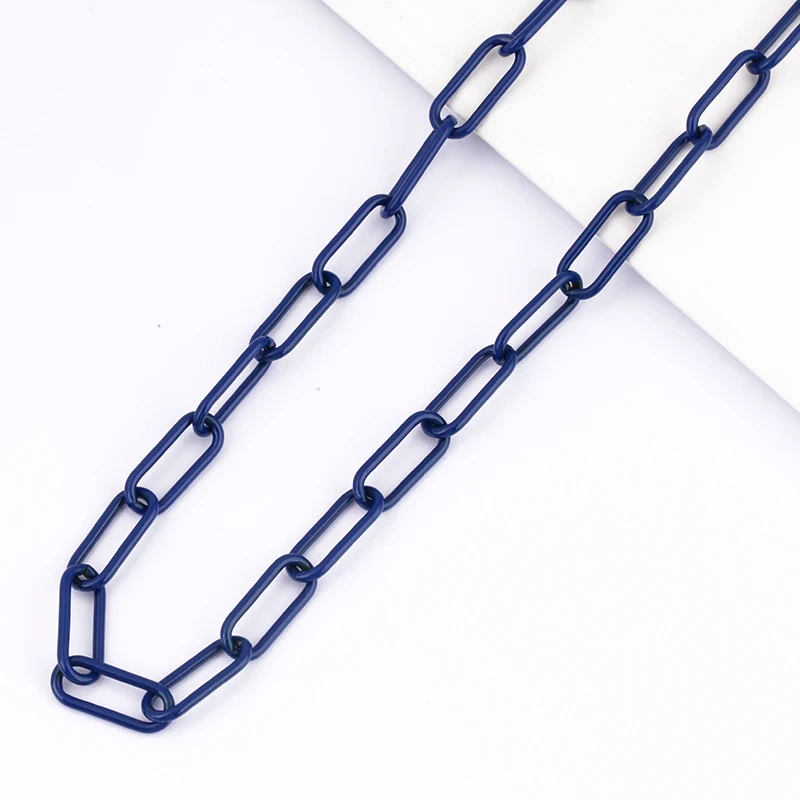 Colour Chain Paper Clip Brass Chunky oval White Pink Rose Purple Black Silver Gold,7mm width ,1 meter long