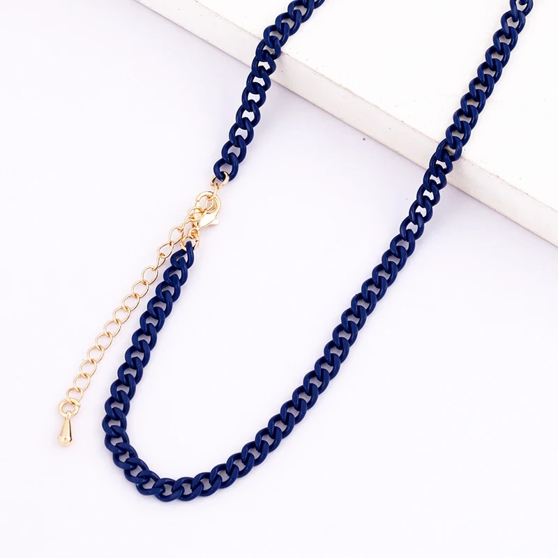 5mm 16 Inch Enamel Colourful Chain Necklace,Neon Red/Pink/Yellow/Green/Blue Fashion Jewelry Party Summer Beach Gift For Her