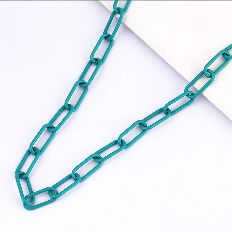 Colour Chain Paper Clip Brass Chunky oval White Pink Rose Purple Black Silver Gold,7mm width ,1 meter long