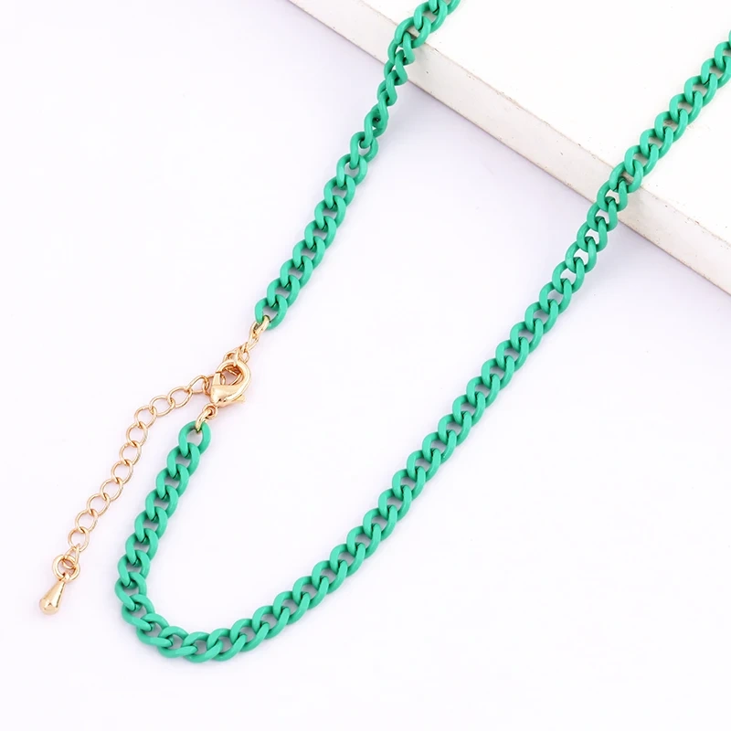 5mm 16 Inch Enamel Colourful Chain Necklace,Neon Red/Pink/Yellow/Green/Blue Fashion Jewelry Party Summer Beach Gift For Her