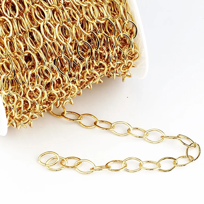 Brass Chunky cable chain , black/silver/rose gold plated with real gold,not easy to tarnish ,8mm width ,1 meter long
