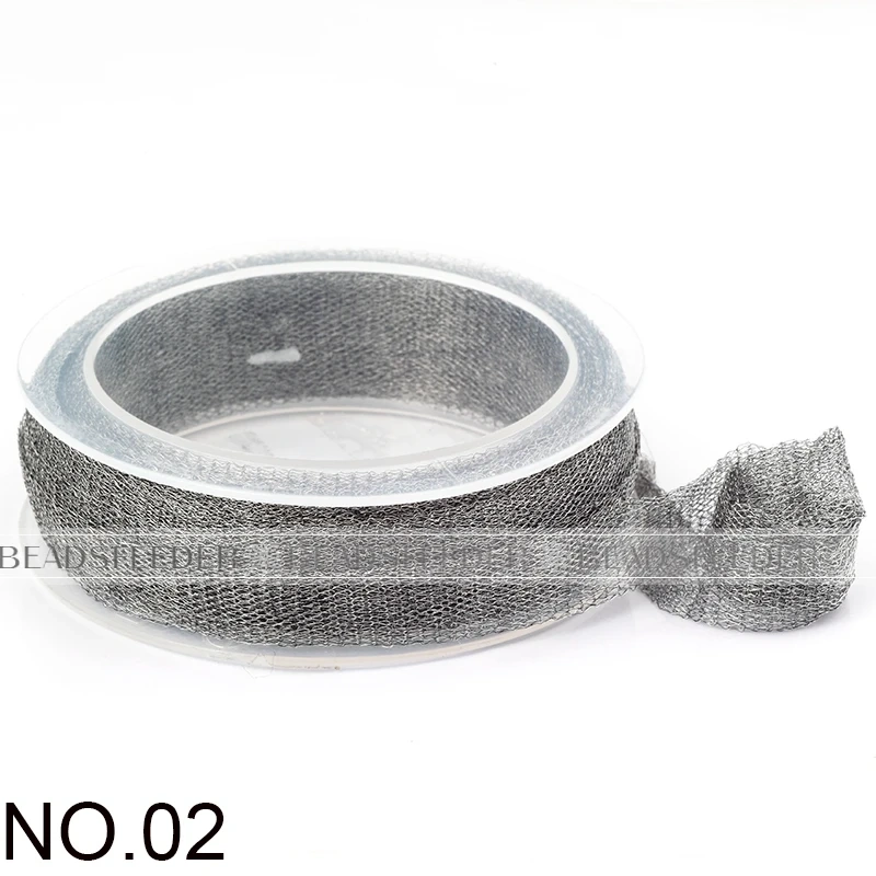 Soft Titanium Tubular Mesh Ribbon,6mm/12mm/20mm , Gold Silver Italian Metal Wire Mesh Ribbon lace,Wedding jewelry Craft supplies