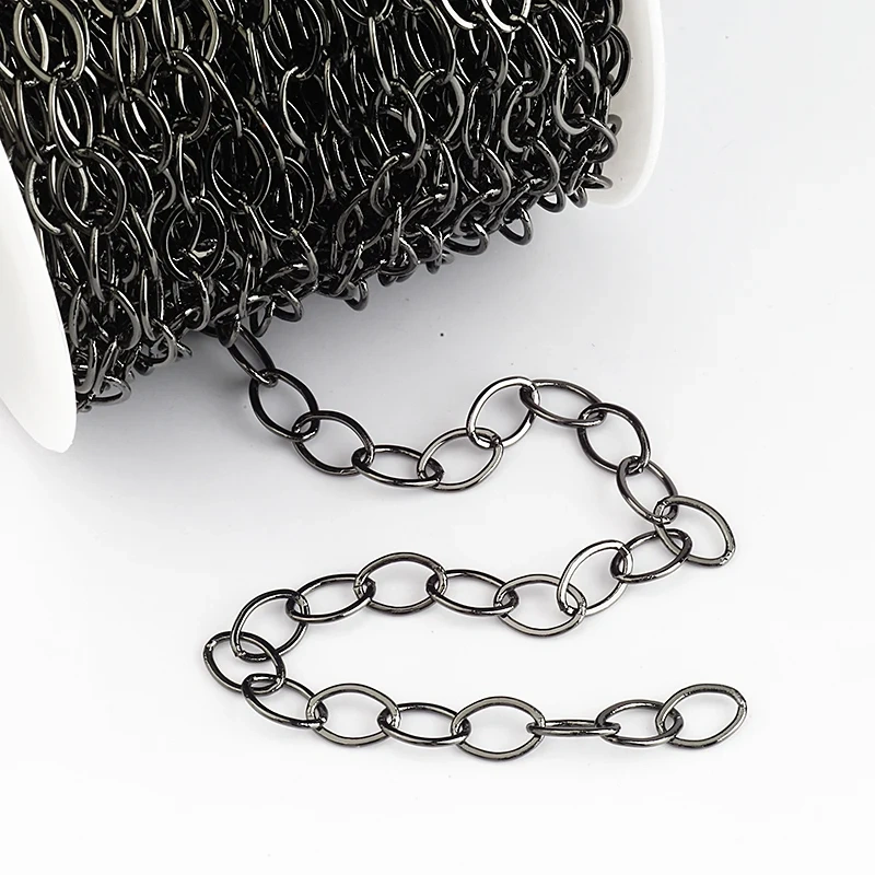 Brass Chunky cable chain , black/silver/rose gold plated with real gold,not easy to tarnish ,8mm width ,1 meter long