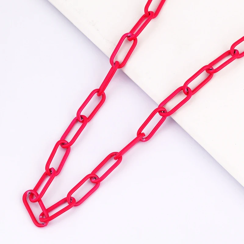 Colour Chain Paper Clip Brass Chunky oval White Pink Rose Purple Black Silver Gold,7mm width ,1 meter long