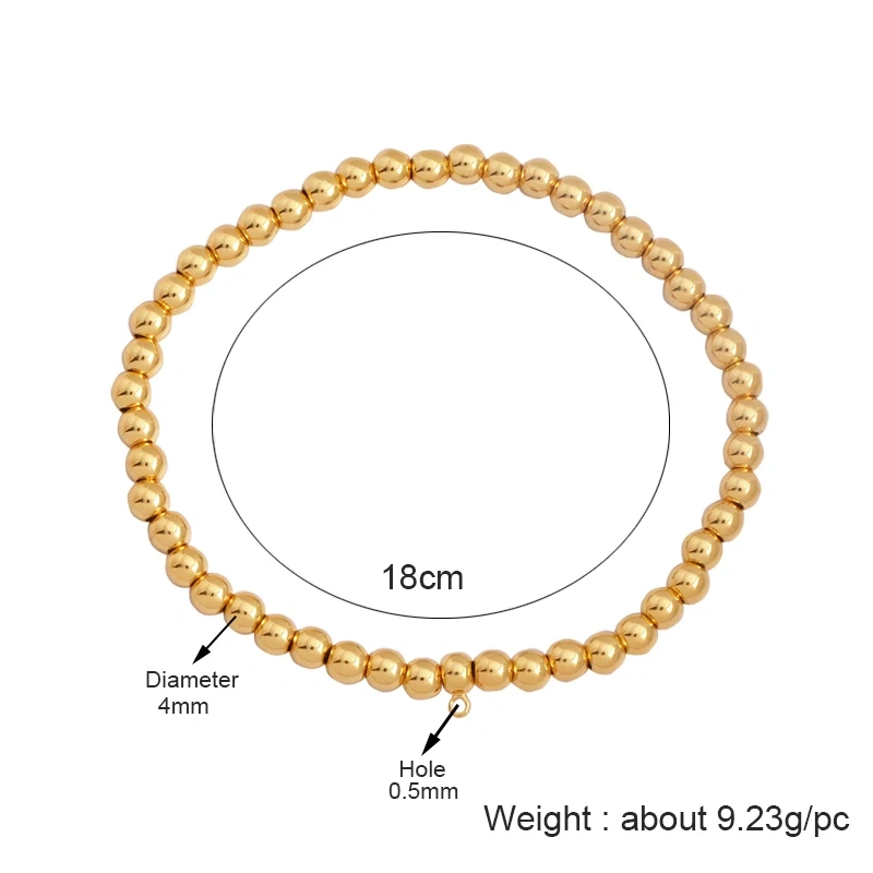 Half Finished Bracelet Round Bead Chain for Small Hole Beads Charm,18K Real Gold Plated,Jewelry Making Findings Wholesale Supply