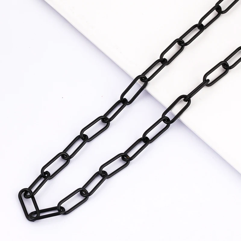 Colour Chain Paper Clip Brass Chunky oval White Pink Rose Purple Black Silver Gold,7mm width ,1 meter long