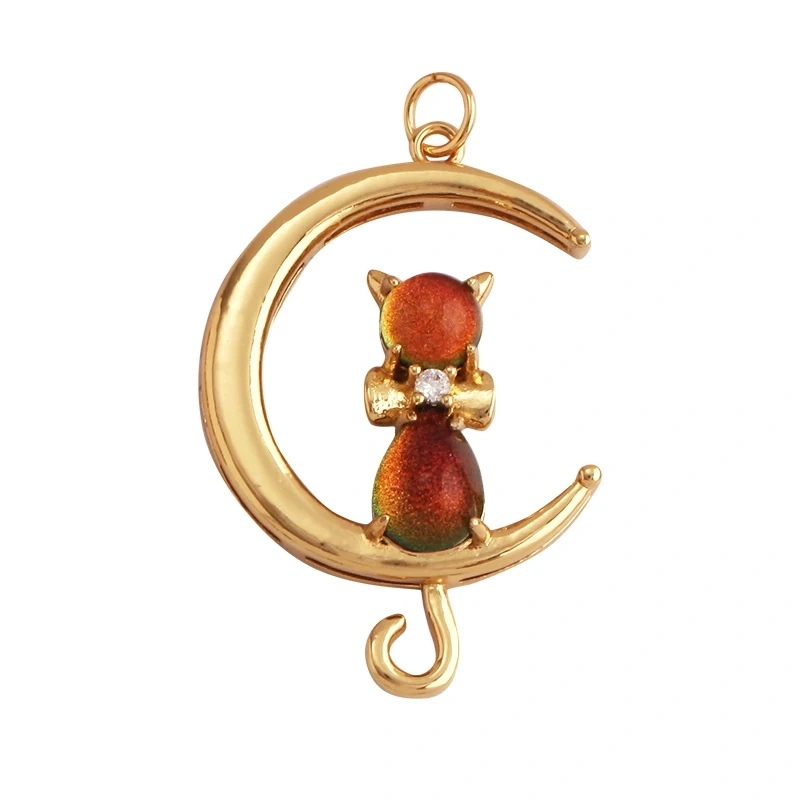 Cute Cat Love Heart Lantern Charm Pendant ,Fine Trendy 18K Gold Plated Jewelry Necklace Bracelet Hand Making Supplies L22