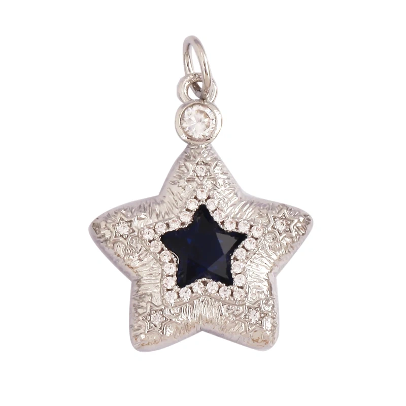 Classic Star Heart Flower Hand Geometry Shape Gemstone Jewelry Findings,Fashion 18k Gold Inlaid Zirconia Necklace  Supply L44