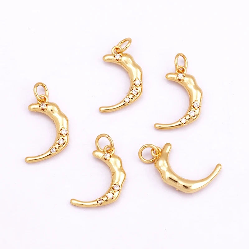 Trendy Popular Star Moon Sun Planet Earth Charm Pendant,18K Gold Plated Zircon Necklace Bracelet For Handmade Jewelry Supply L42