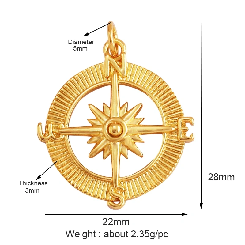 Shining Celestial Sun Moon Star Space Charm Pendant in Gold Color,Inlaid CZ Zirconia Jewelry Necklace Bracelet Making Supply L42