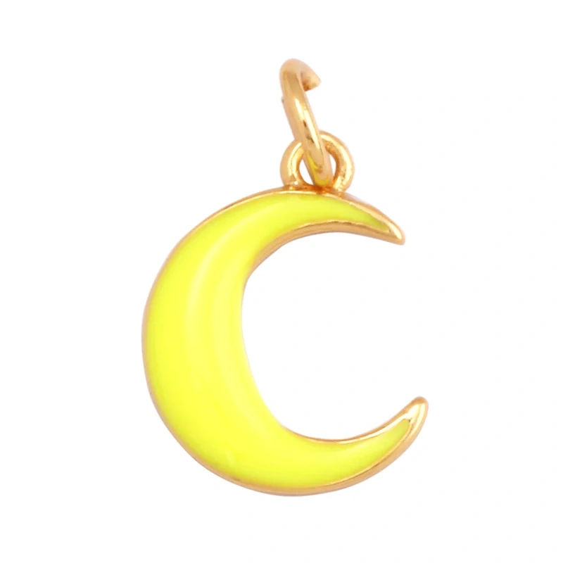 Trendy Popular Star Moon Sun Planet Earth Charm Pendant,18K Gold Plated Zircon Necklace Bracelet For Handmade Jewelry Supply L42