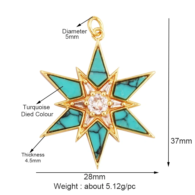 New Trendy Shining Space Sun Moon Star Charm Pendant,18K Gold Inlaid Cubic Zirconia Jewelry Necklace Bracelet Making Supply L44