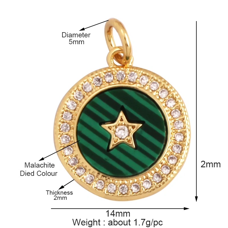 New Trendy Shining Space Sun Moon Star Charm Pendant,18K Gold Inlaid Cubic Zirconia Jewelry Necklace Bracelet Making Supply L44