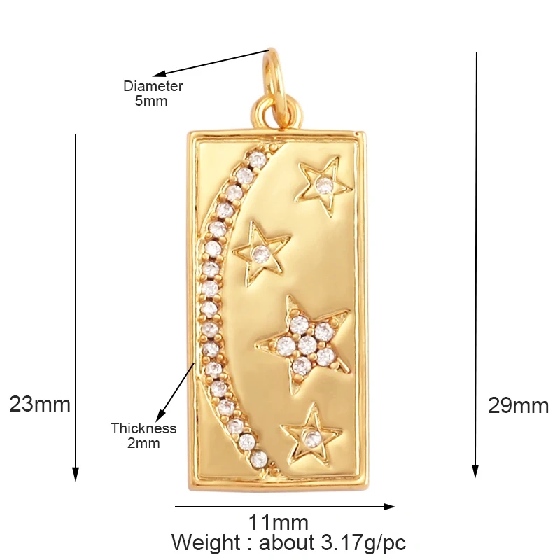 Shining Celestial Sun Moon Star Space Charm Pendant in Gold Color,Inlaid CZ Zirconia Jewelry Necklace Bracelet Making Supply L42