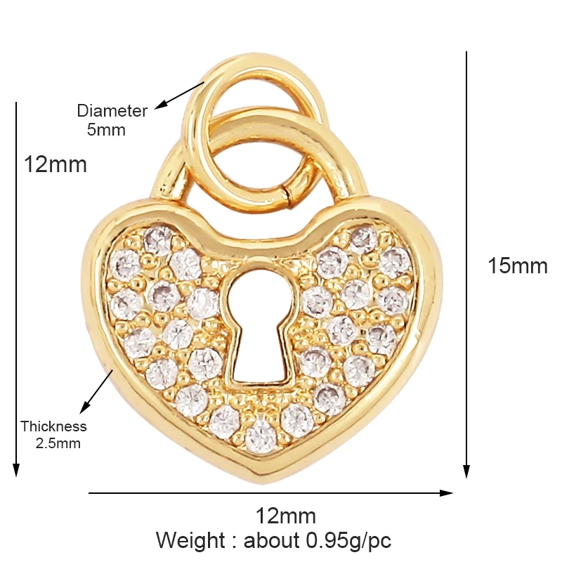 Lock CZ Mini Charm, 18K Real Gold Plated Colour,Necklace Bracelet Pendant for Handmade Handmaking DIY Jewelry Supplies L75