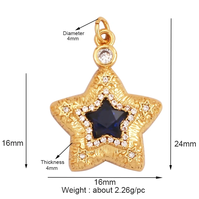 Classic Star Heart Flower Hand Geometry Shape Gemstone Jewelry Findings,Fashion 18k Gold Inlaid Zirconia Necklace  Supply L44