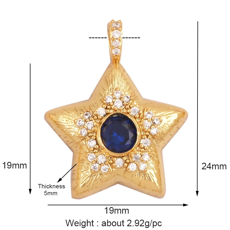 Classic Star Heart Flower Hand Geometry Shape Gemstone Jewelry Findings,Fashion 18k Gold Inlaid Zirconia Necklace  Supply L44