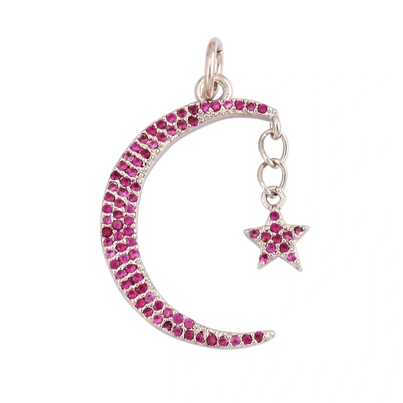 Shining Celestial Sun Moon Star Space Charm Pendant in Gold Color,Inlaid CZ Zirconia Jewelry Necklace Bracelet Making Supply L42