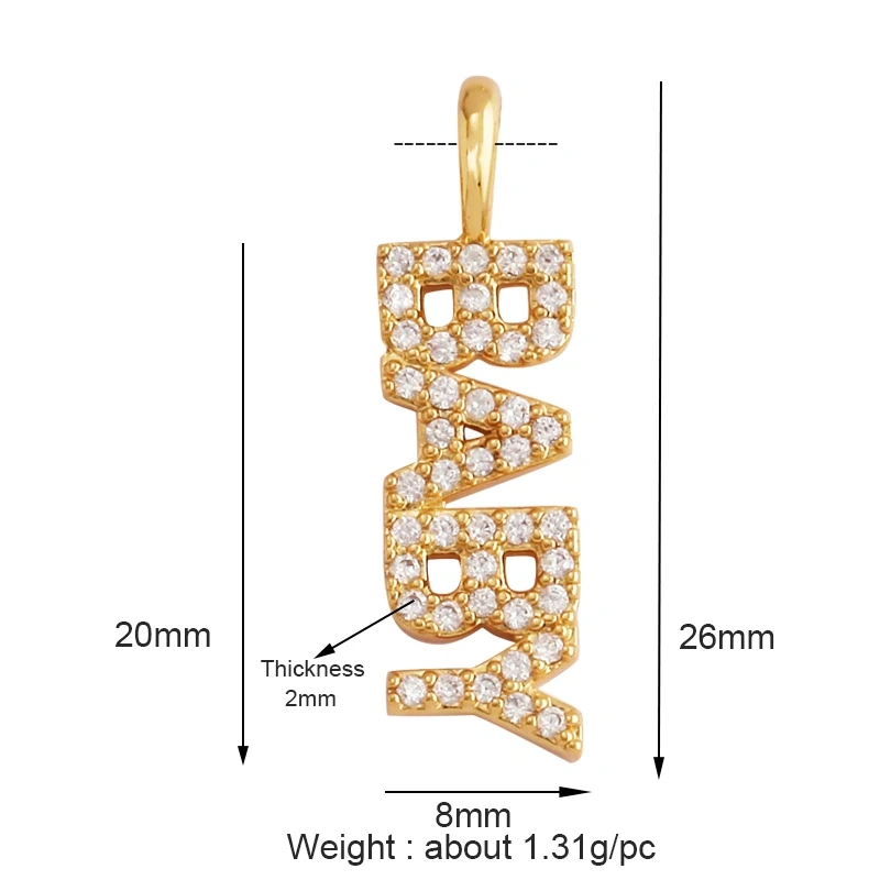 New Fine LOVE KISS BABY ANGEL DEAR MAMA LUCKY Letter Charm Pendant Jewelry, Trendy Necklace Accessories Hand Making Supply M22