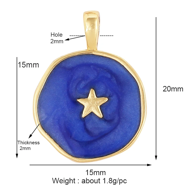 New Trendy Shining Space Sun Moon Star Charm Pendant,18K Gold Inlaid Cubic Zirconia Jewelry Necklace Bracelet Making Supply L44