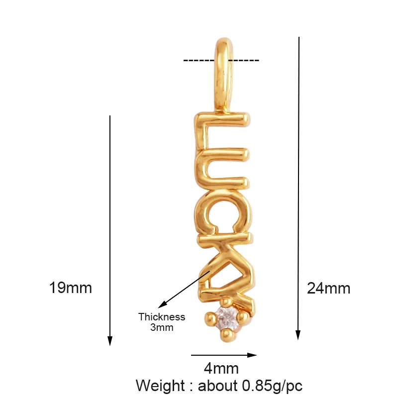 Fine Fashion Inlaid Zirconia LOVE HAPPY LUCKY Letter Charm Pendant,Trendy Jewelry Necklace Accessories Hand Making Supplies M22 K33