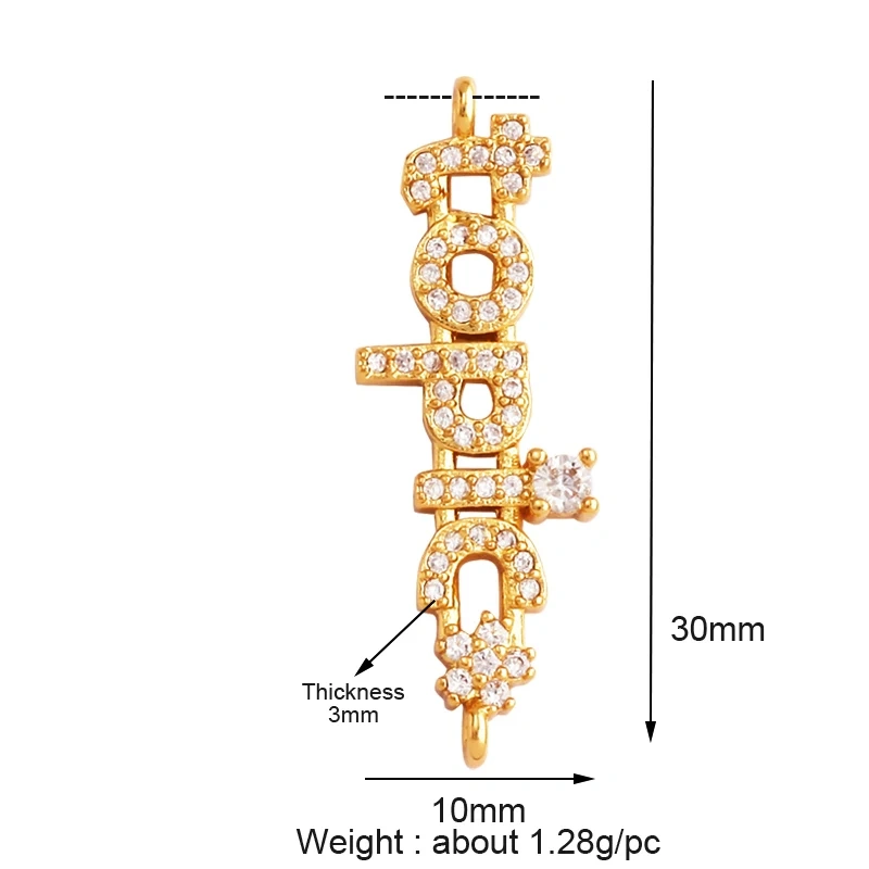 Fine Fashion Inlaid Zirconia LOVE HAPPY LUCKY Letter Charm Pendant,Trendy Jewelry Necklace Accessories Hand Making Supplies M22 K33