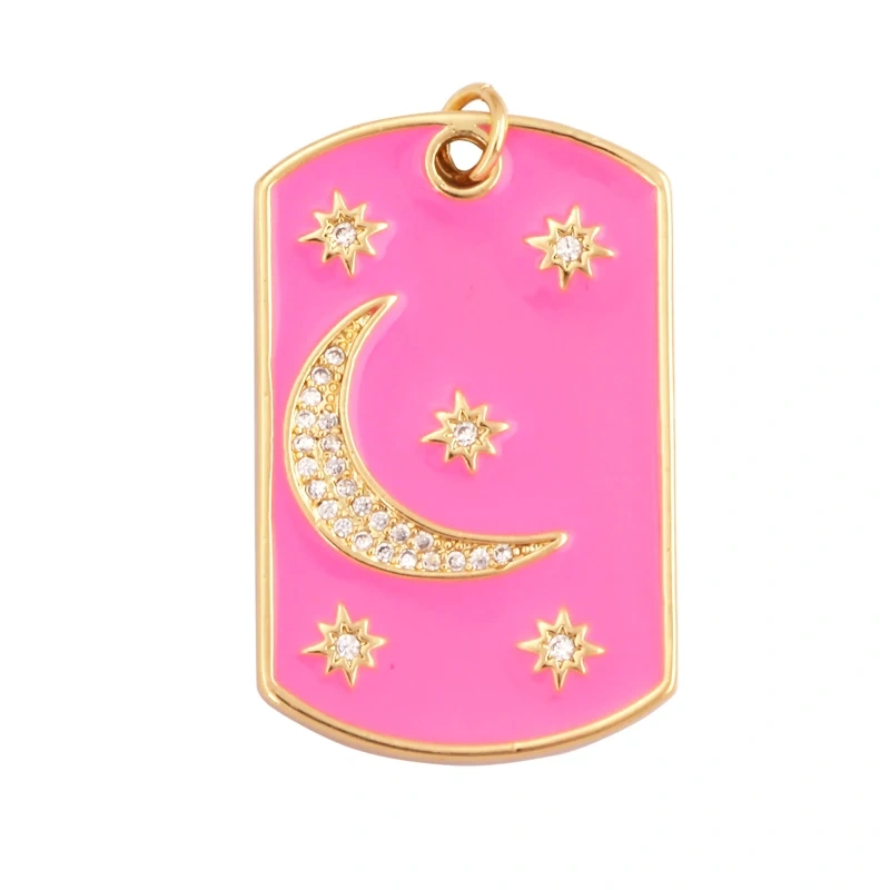 Trendy Popular Star Moon Sun Planet Earth Charm Pendant,18K Gold Plated Zircon Necklace Bracelet For Handmade Jewelry Supply L42