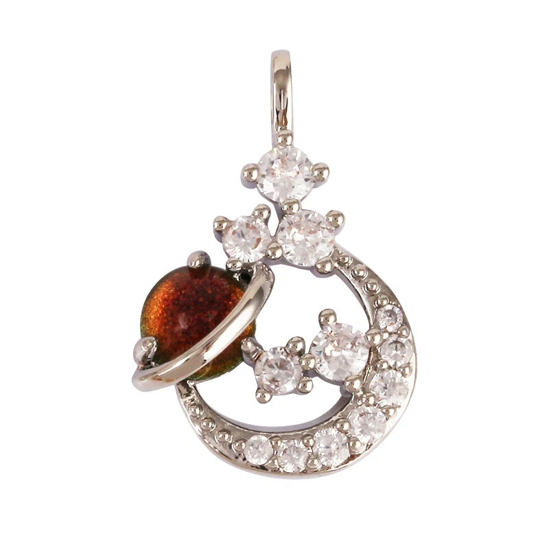 Celestial Star Moon Charm Pendant CZ Paved , 18K Real White Rose Gold Plated, Jewelry Necklace Bracelet Hand Making Supplies L22