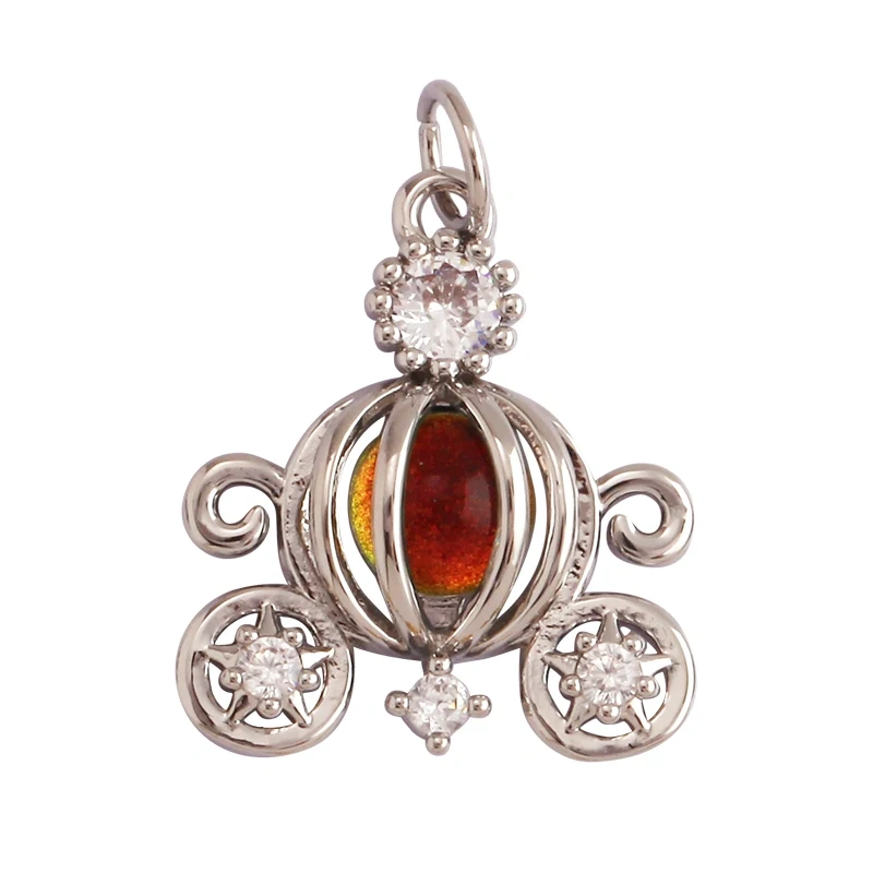 Cute Cat Love Heart Lantern Charm Pendant ,Fine Trendy 18K Gold Plated Jewelry Necklace Bracelet Hand Making Supplies L22