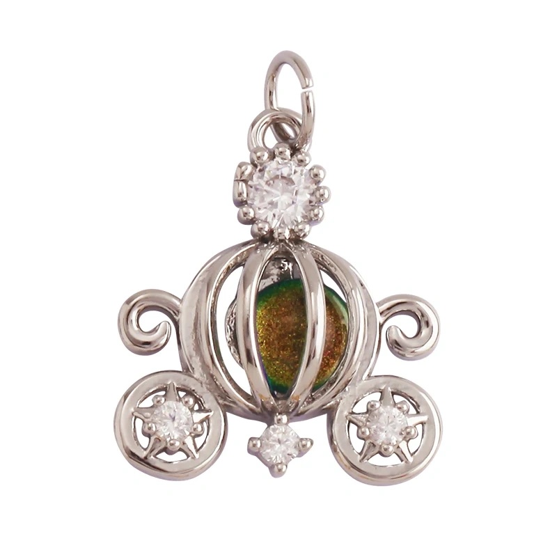 Cute Cat Love Heart Lantern Charm Pendant ,Fine Trendy 18K Gold Plated Jewelry Necklace Bracelet Hand Making Supplies L22