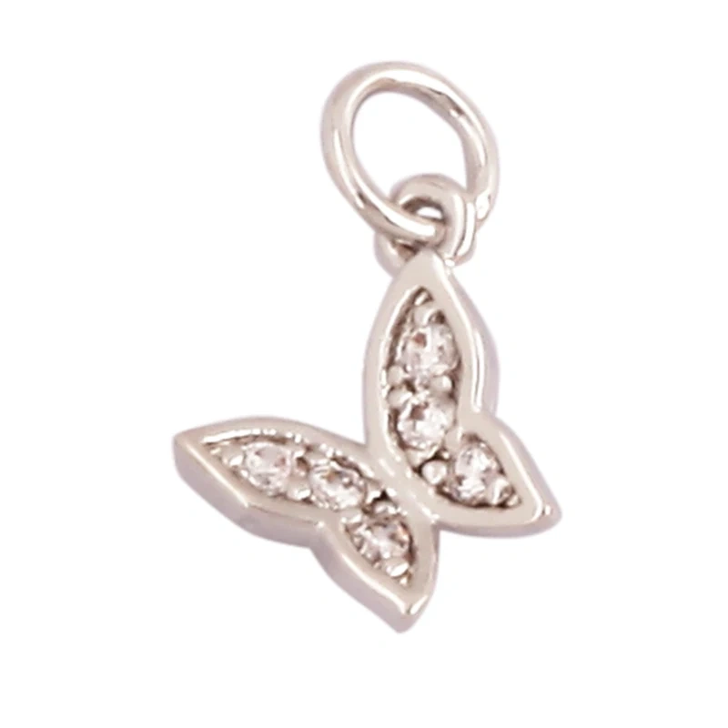 Super Mini Star Flower Butterfly Bee Smiling Face Charm Pendant,Cubic Zirconia Paved Jewelry Necklace Bracelet Accessories L22