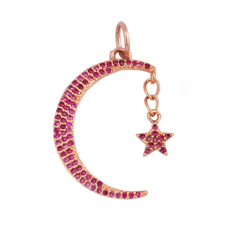 Shining Celestial Sun Moon Star Space Charm Pendant in Gold Color,Inlaid CZ Zirconia Jewelry Necklace Bracelet Making Supply L42