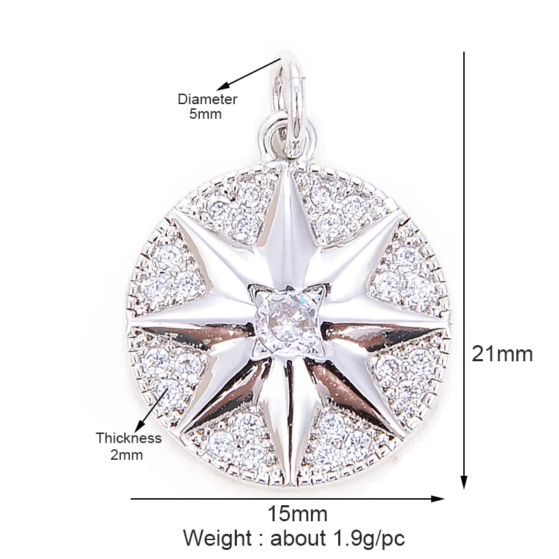 Shining Trendy Moon Star Space Celestial Compass Charm Pendant in Gold Colour , Jewelry Necklace Bracelet Making Supplies L42
