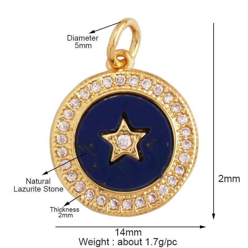 New Trendy Shining Space Sun Moon Star Charm Pendant,18K Gold Inlaid Cubic Zirconia Jewelry Necklace Bracelet Making Supply L44