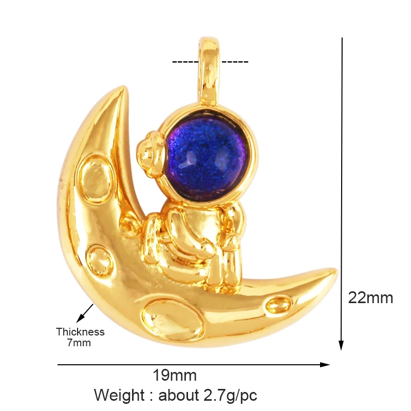 Celestial Star Moon Charm Pendant CZ Paved , 18K Real White Rose Gold Plated, Jewelry Necklace Bracelet Hand Making Supplies L22