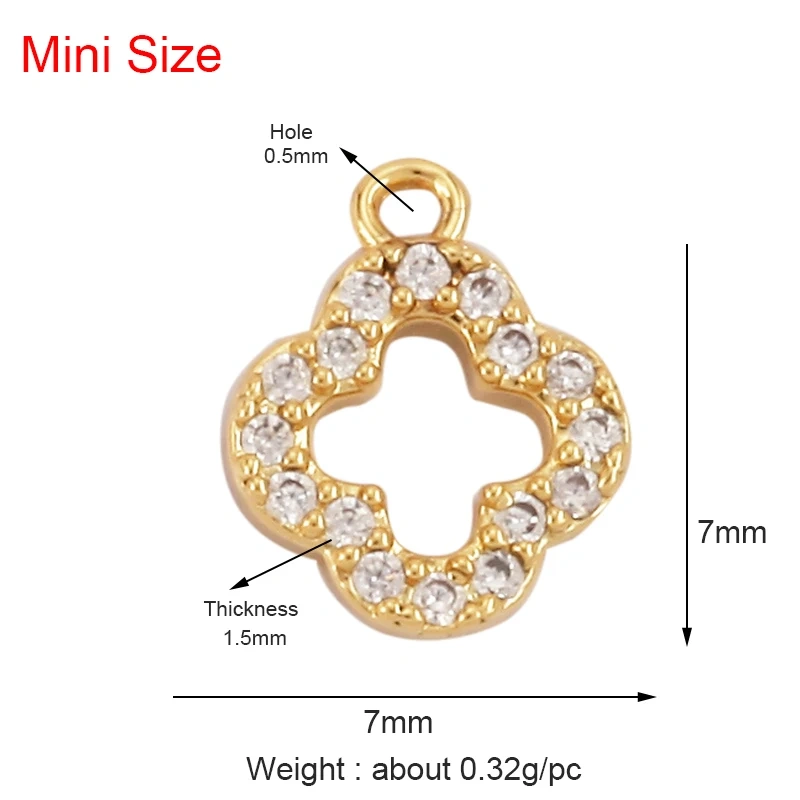 Super Mini Star Flower Butterfly Bee Smiling Face Charm Pendant,Cubic Zirconia Paved Jewelry Necklace Bracelet Accessories L22