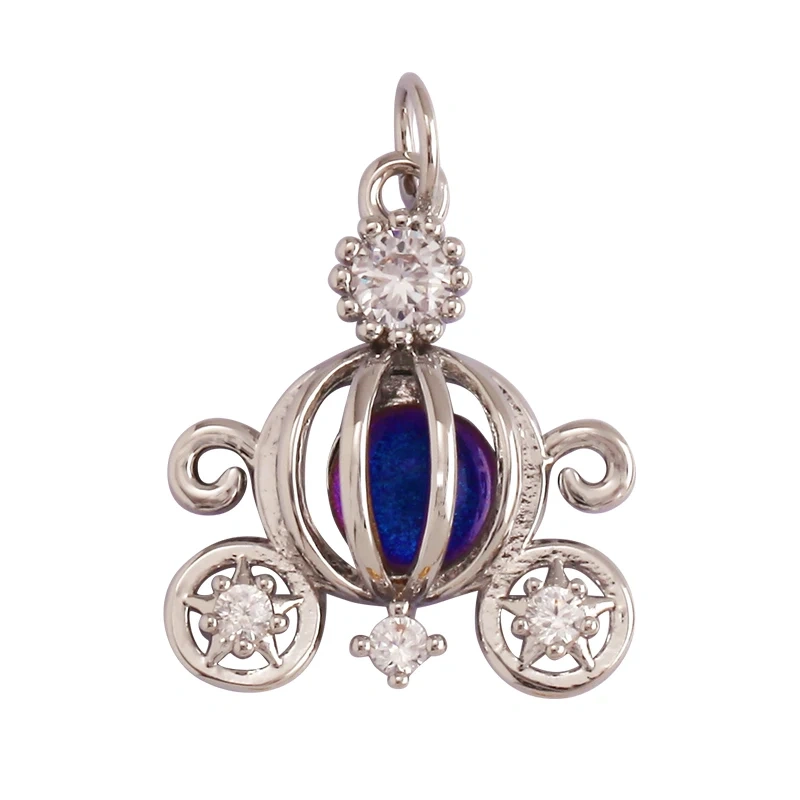 Cute Cat Love Heart Lantern Charm Pendant ,Fine Trendy 18K Gold Plated Jewelry Necklace Bracelet Hand Making Supplies L22