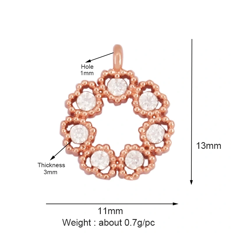 Super Mini Cute Love Heart Star Flower Leaf Fruits Charm Pendant,Cubic Zirconia Paved,Jewelry Necklace Bracelet Accessories L22